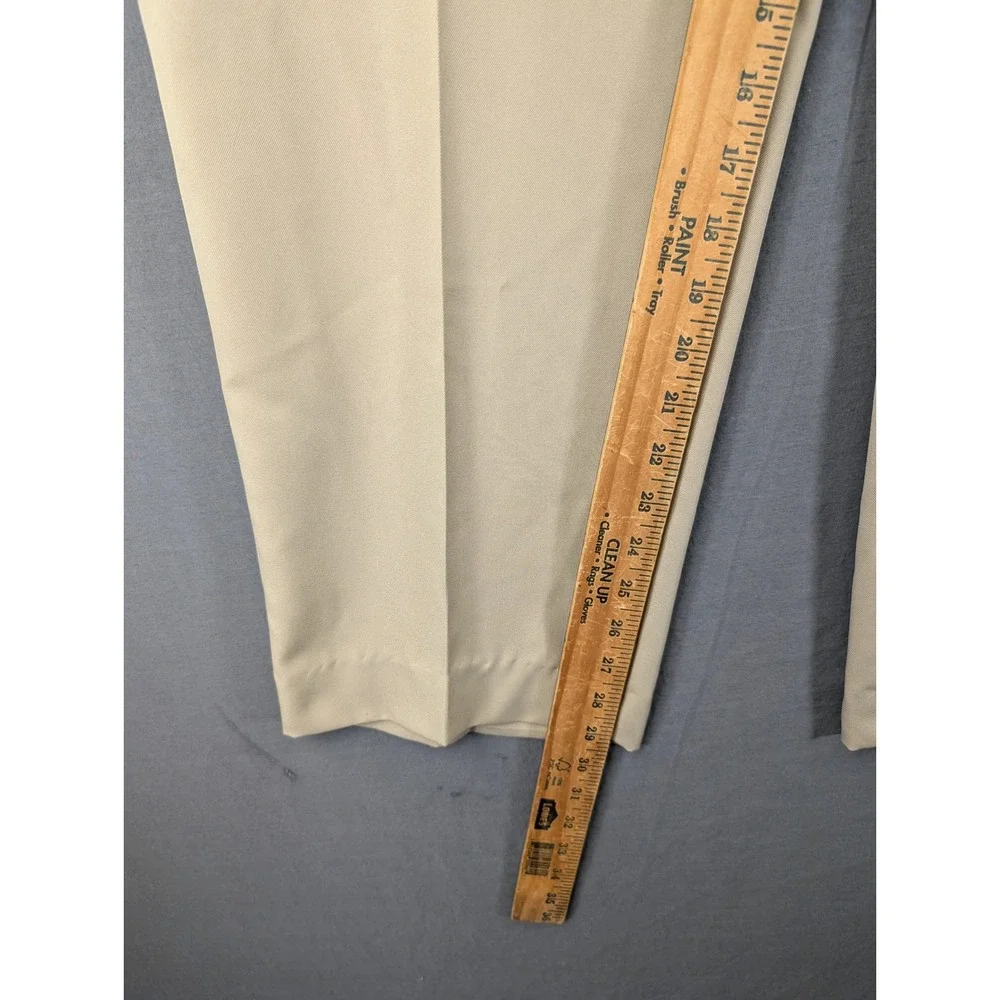 PGA Tour Mens Golf Pants 36x30 Khaki Tan Flat Front Performance Polyester 5640